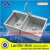 square double bowl stainless steel kitchen sink